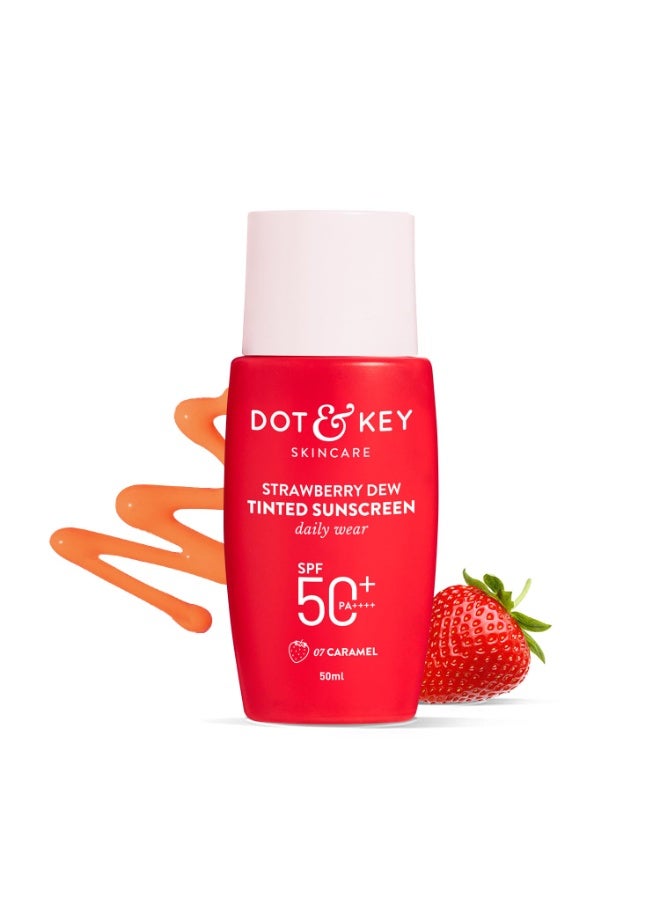 دوت آند كي واقي الشمس الملون بنكهة الفراولة من دوت آند كي، عامل حماية SPF 50+ PA++++ - درجة لون 07 كراميل، تم اختباره سريريًا | حماية من أشعة UVA وUVB | حماية واسعة النطاق، مقاوم للماء والعرق | مناسب لجميع أنواع البشرة | 50 مل - Image 1